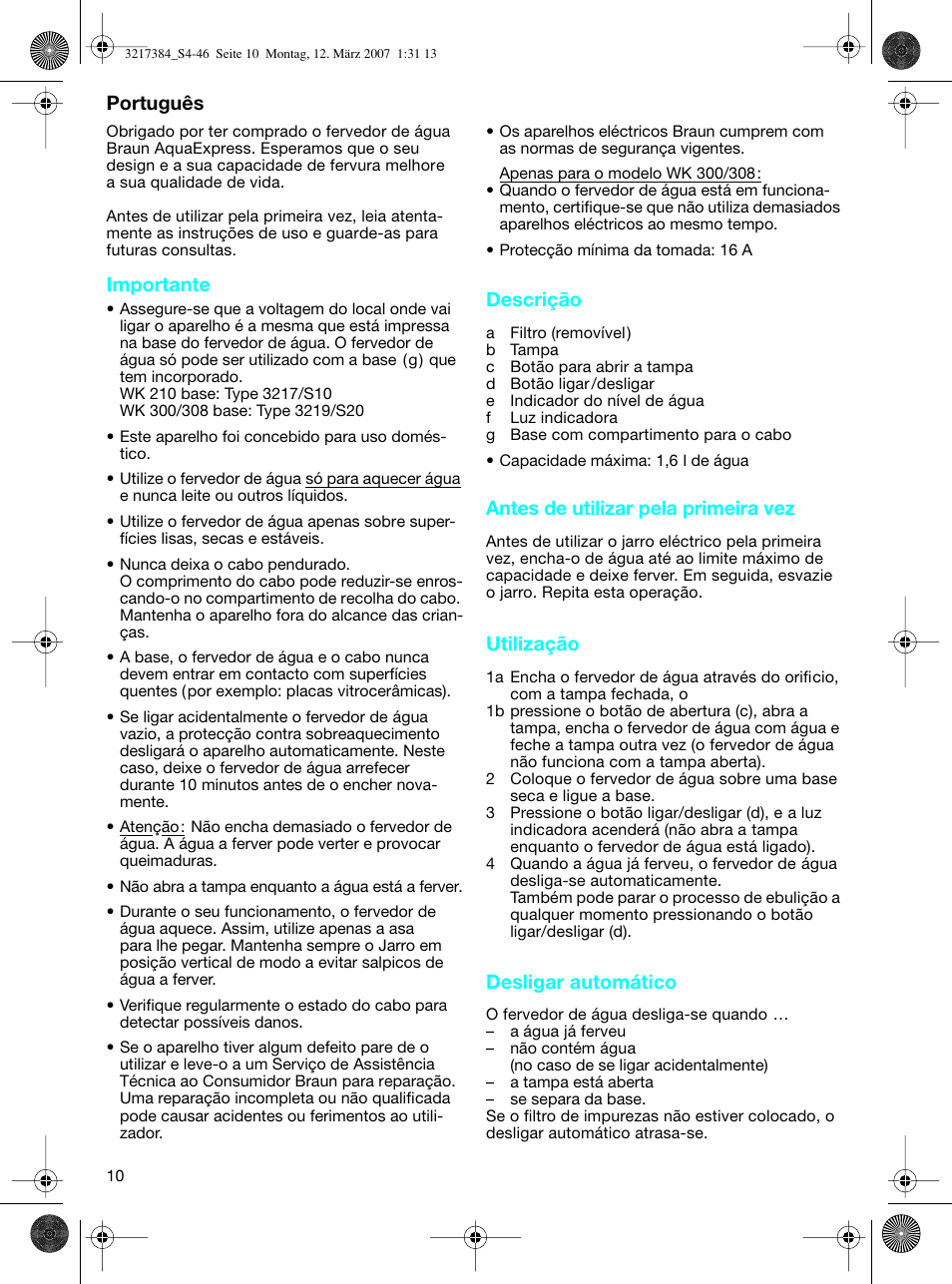 Braun WK 210 SAHARA User Manual | Page 10 / 46