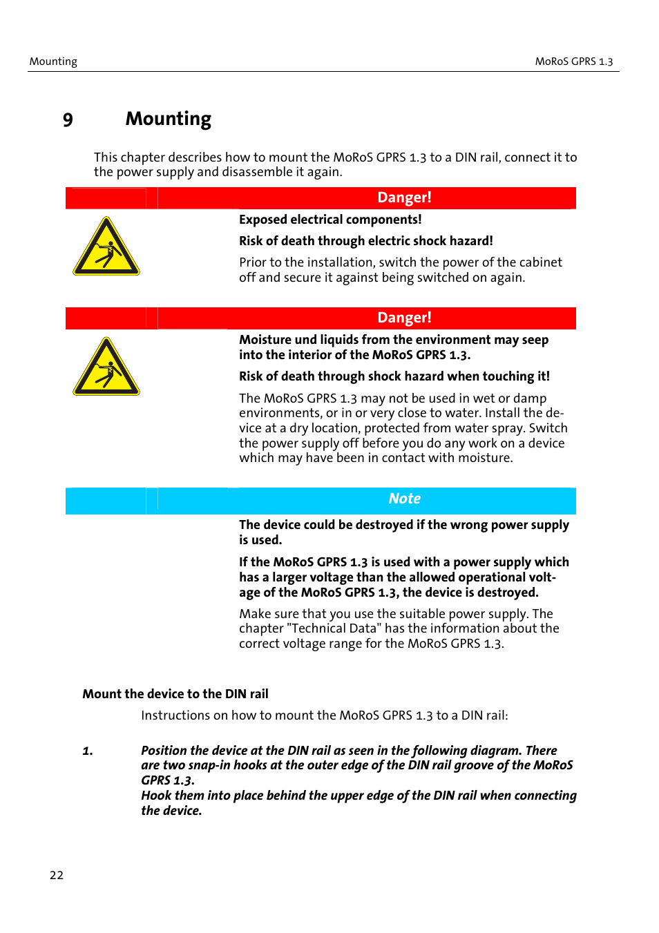 9mounting | VEGA MoRoS GPRS 1.3 User Manual | Page 22 / 82