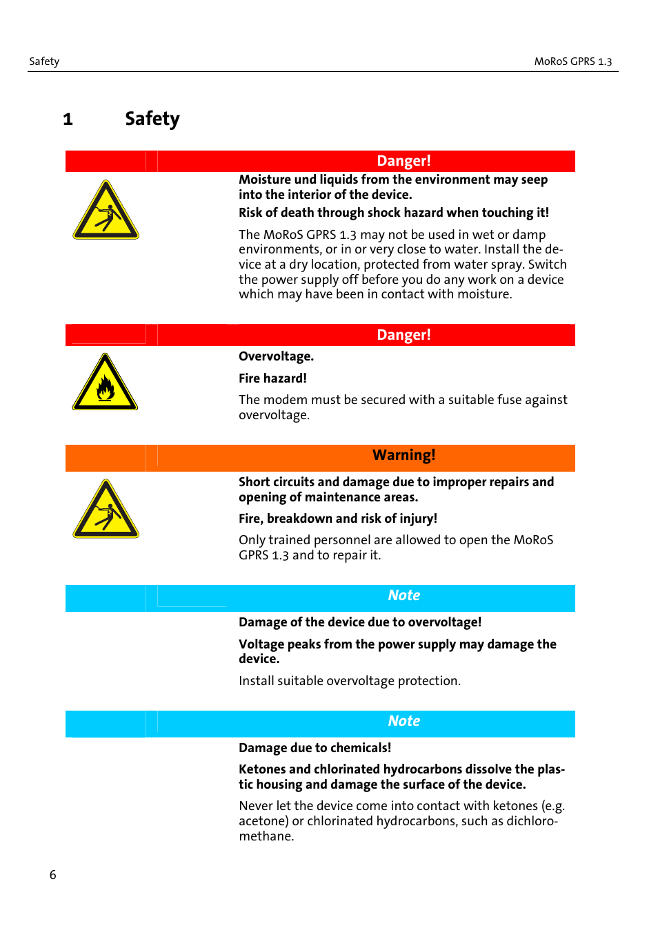 1safety | VEGA MoRoS GPRS 1.3 User Manual | Page 6 / 82