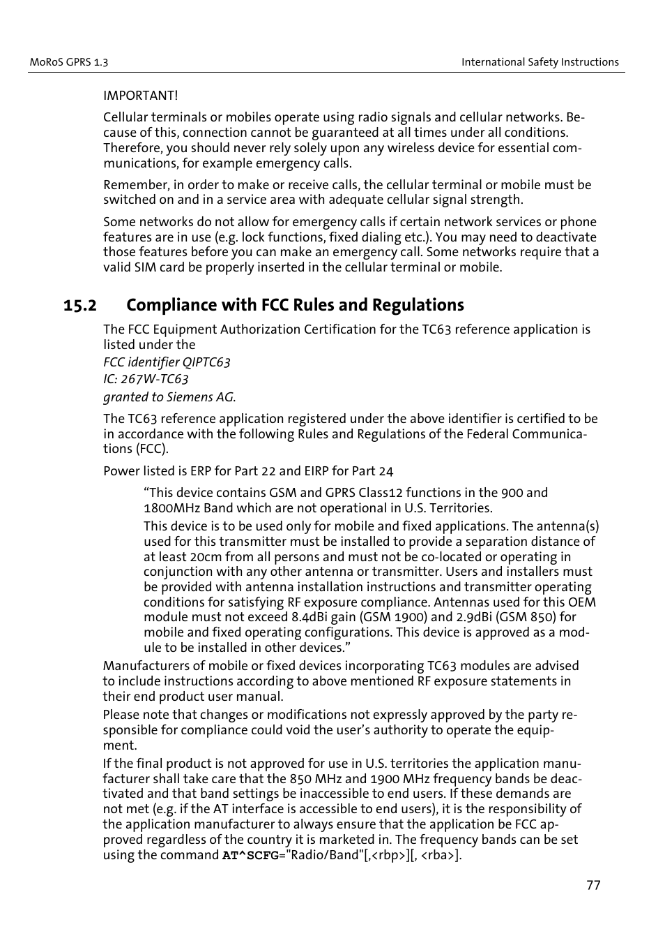 2 compliance with fcc rules and regulations | VEGA MoRoS GPRS 1.3 User Manual | Page 77 / 82
