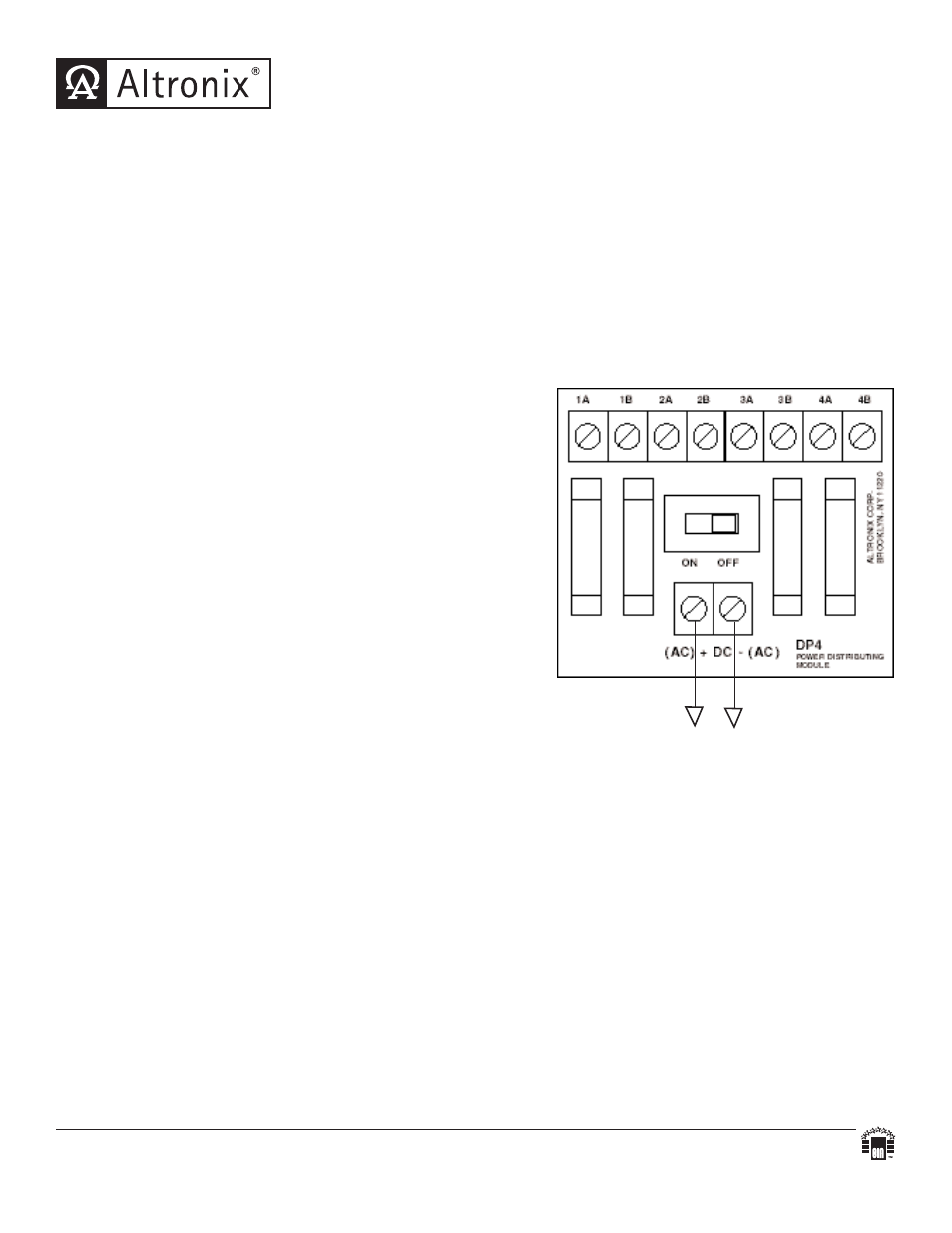 Altronix DP4 Installation Instructions User Manual | 1 page