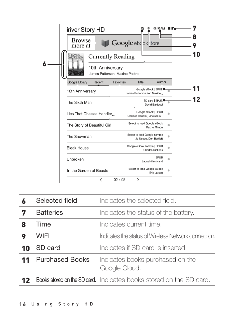 iRiver Story HD User Manual | Page 16 / 40