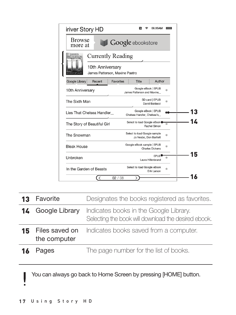 iRiver Story HD User Manual | Page 17 / 40