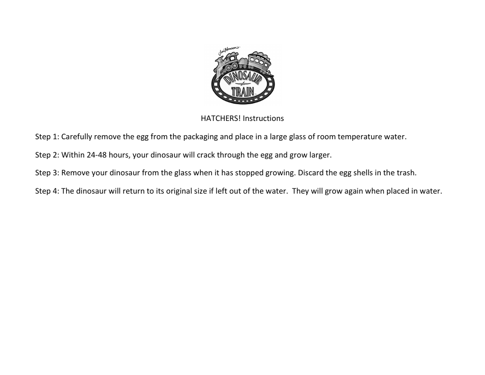 Uncle Milton's Toys HATCHERS User Manual | 1 page