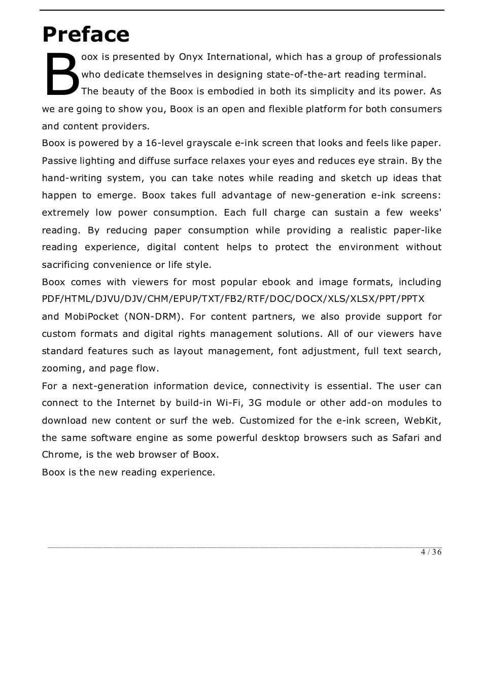 Preface | ONYX BOOX i62 User Manual | Page 4 / 36