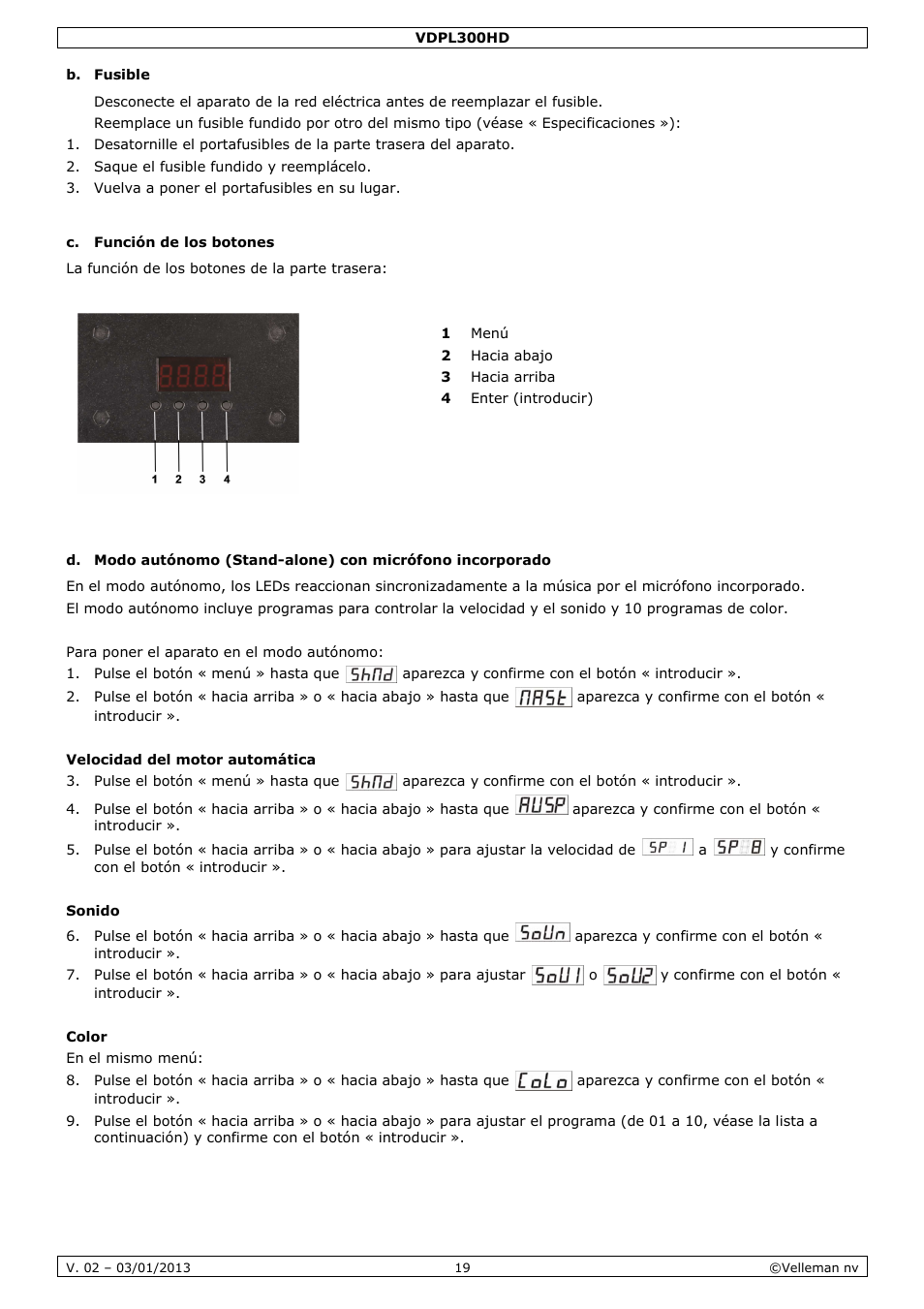 Velleman VDPL300HD User Manual | Page 19 / 31