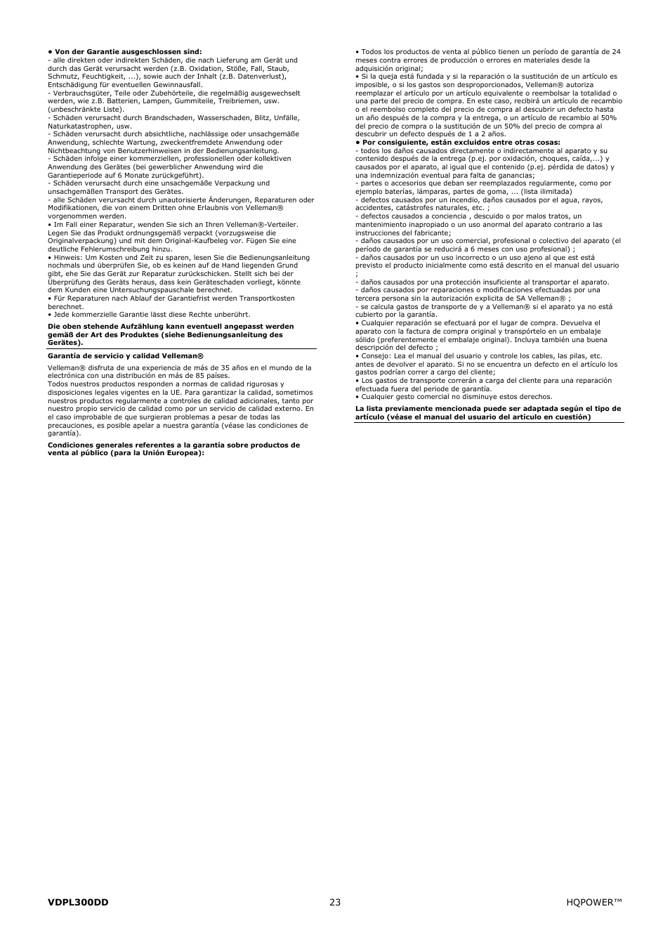 Velleman VDPL300DD User Manual | Page 23 / 23