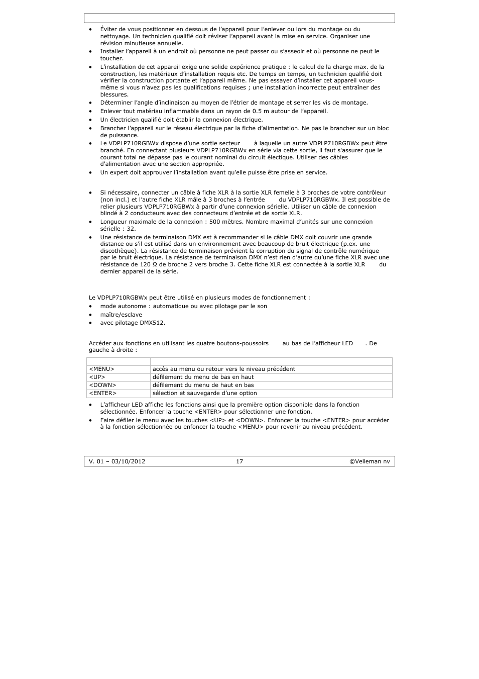 Velleman VDPLP710RGBWB User Manual | Page 17 / 34