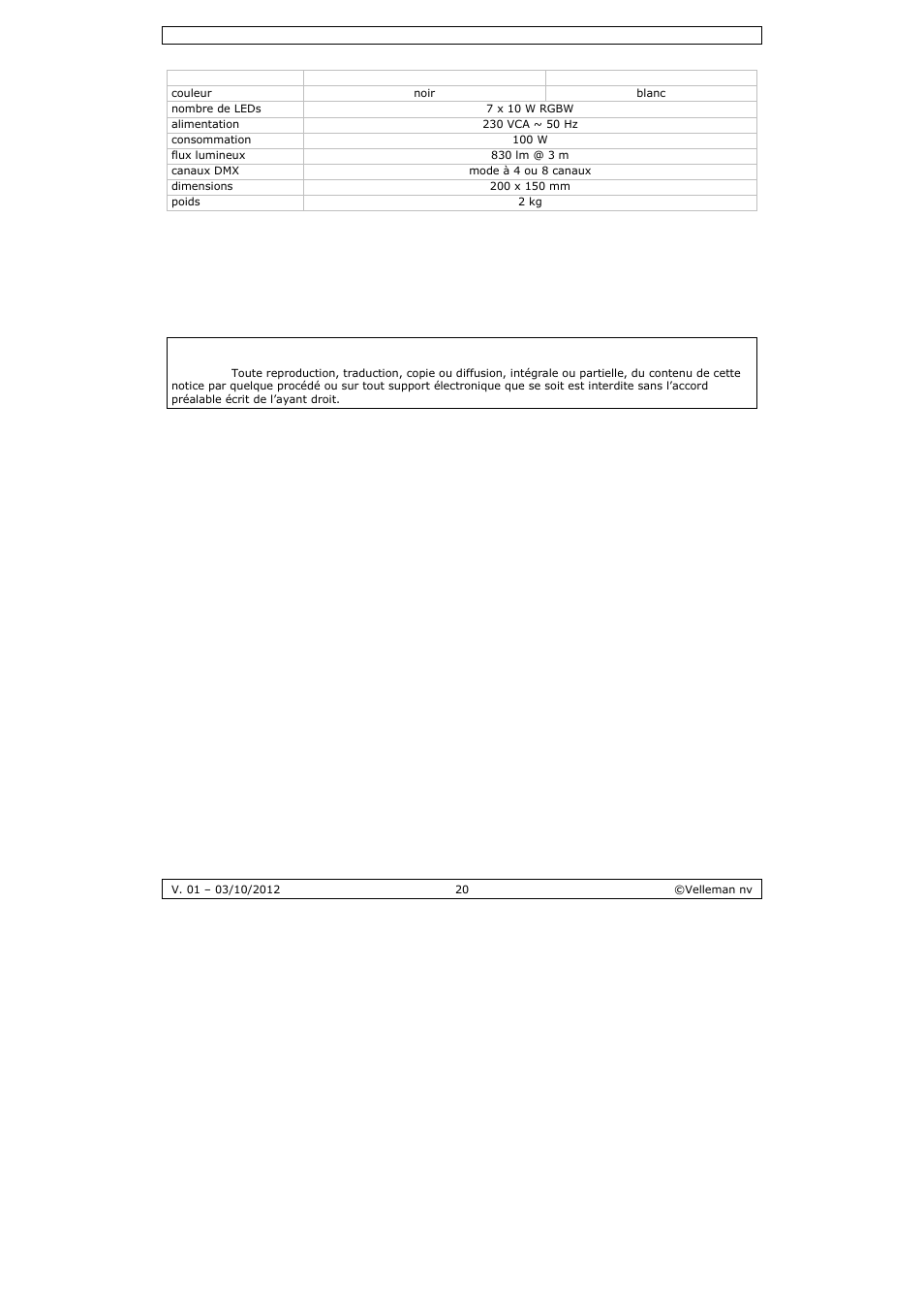 Velleman VDPLP710RGBWB User Manual | Page 20 / 34