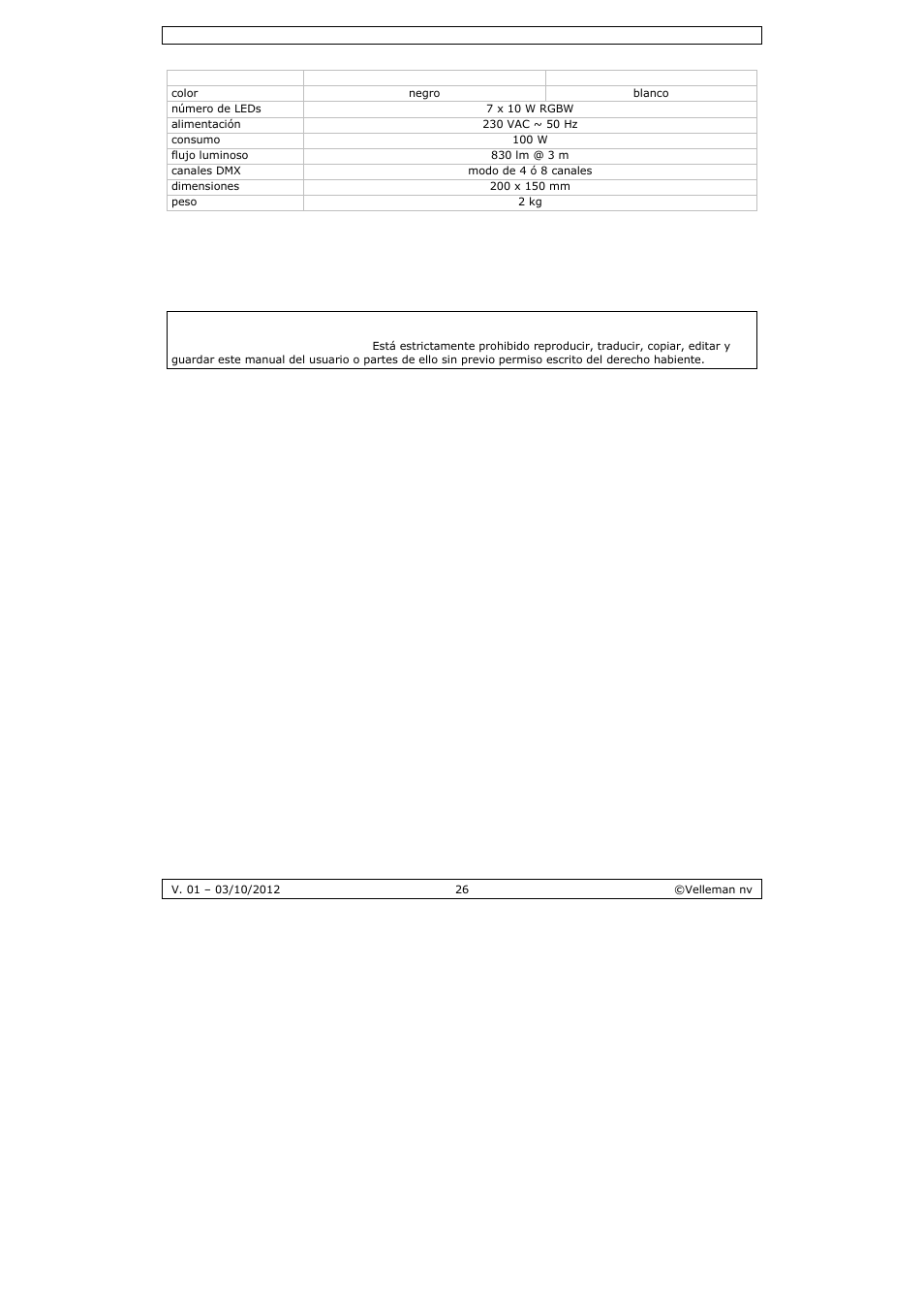 Velleman VDPLP710RGBWB User Manual | Page 26 / 34