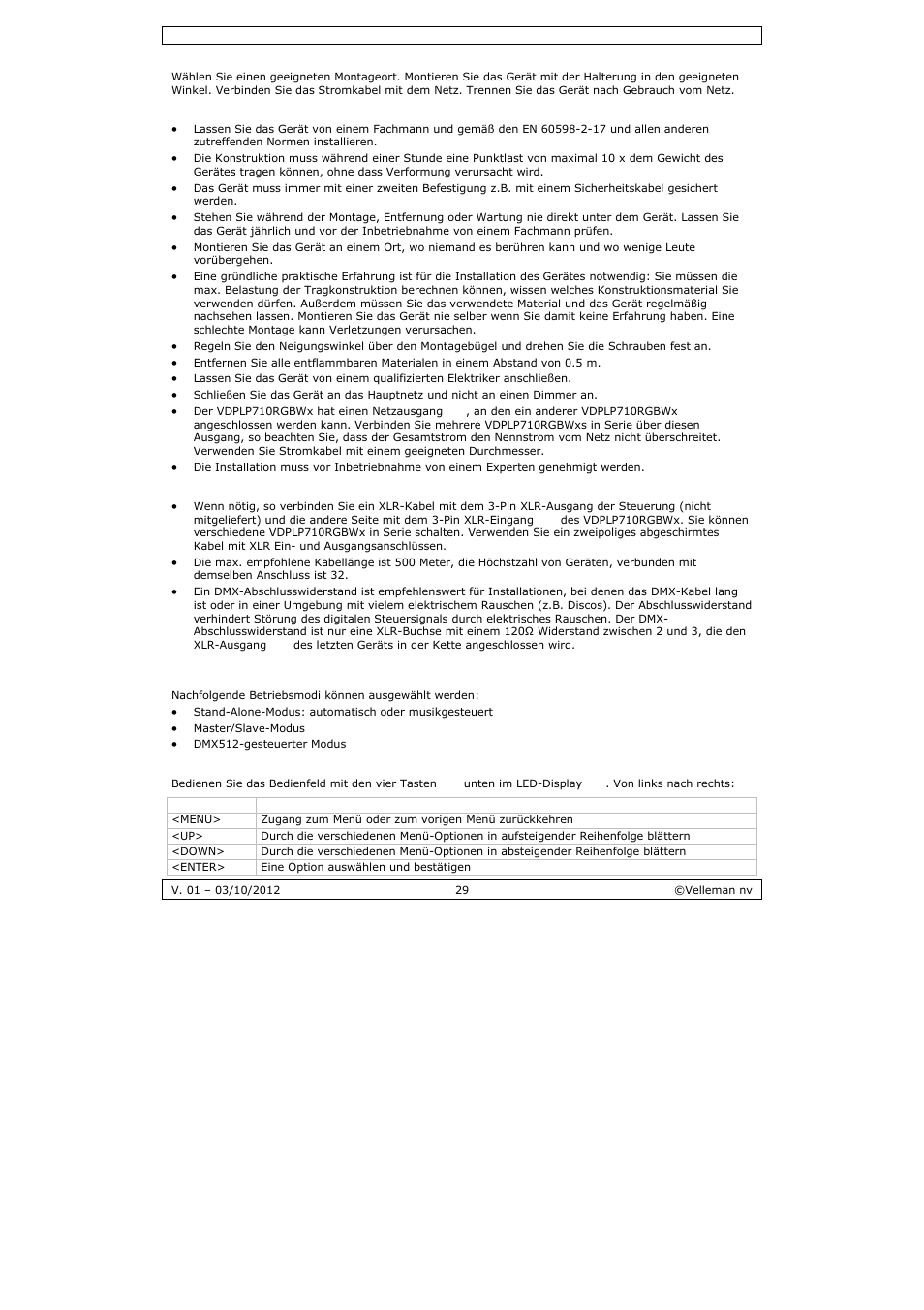 Velleman VDPLP710RGBWB User Manual | Page 29 / 34