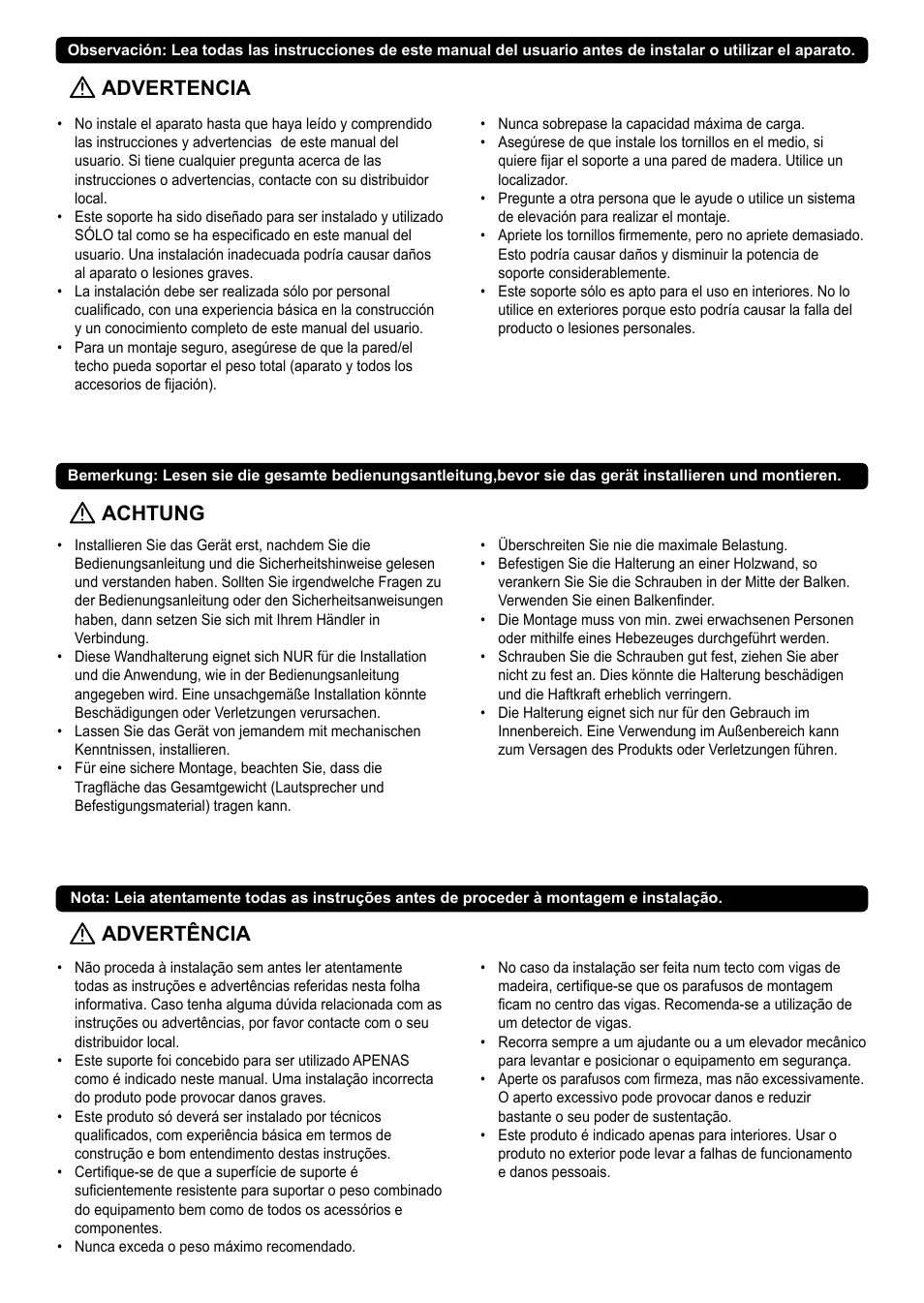 Advertencia achtung advertência | Velleman WB035 User Manual | Page 3 / 14