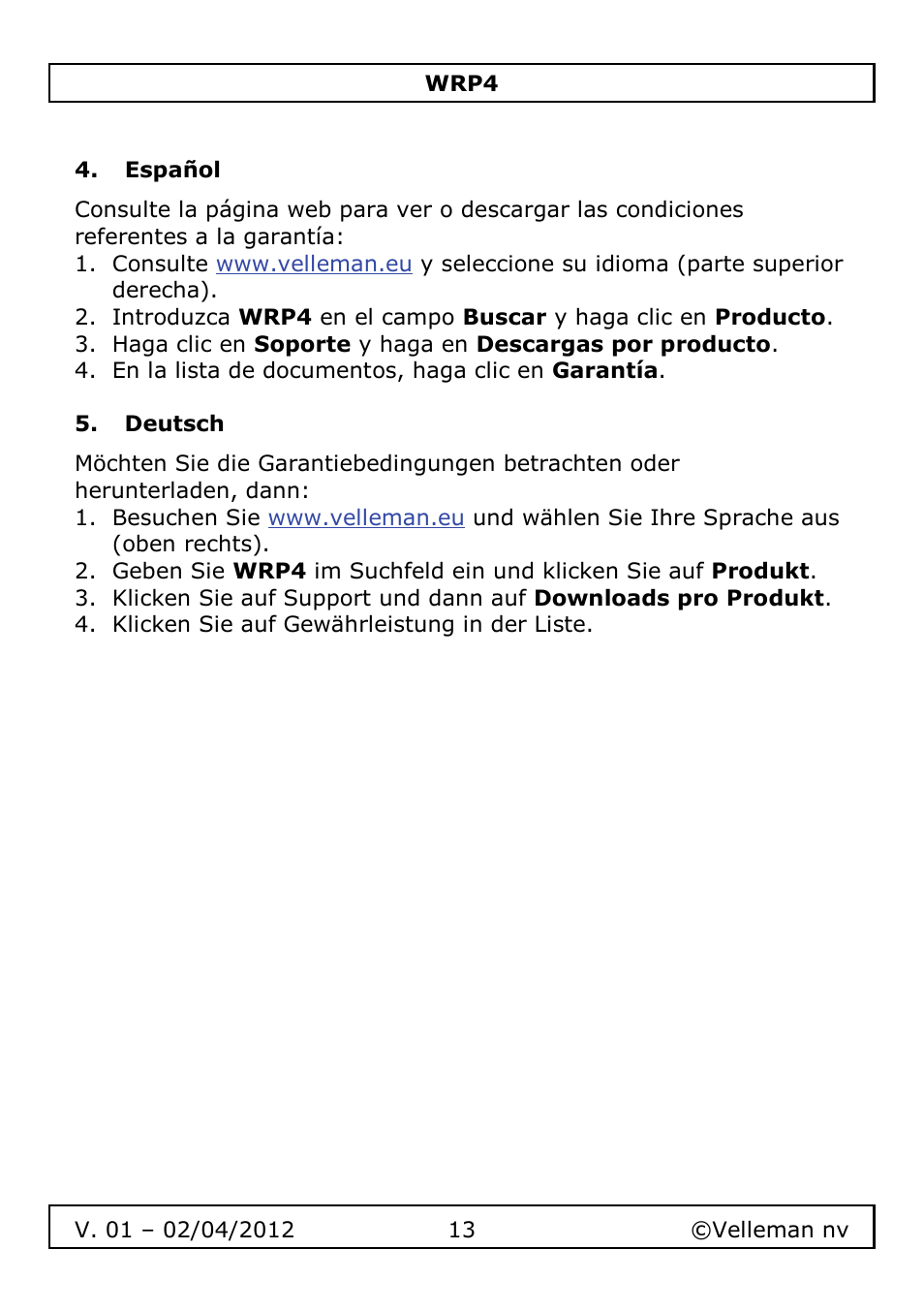 Velleman WRP4 User Manual | Page 13 / 15