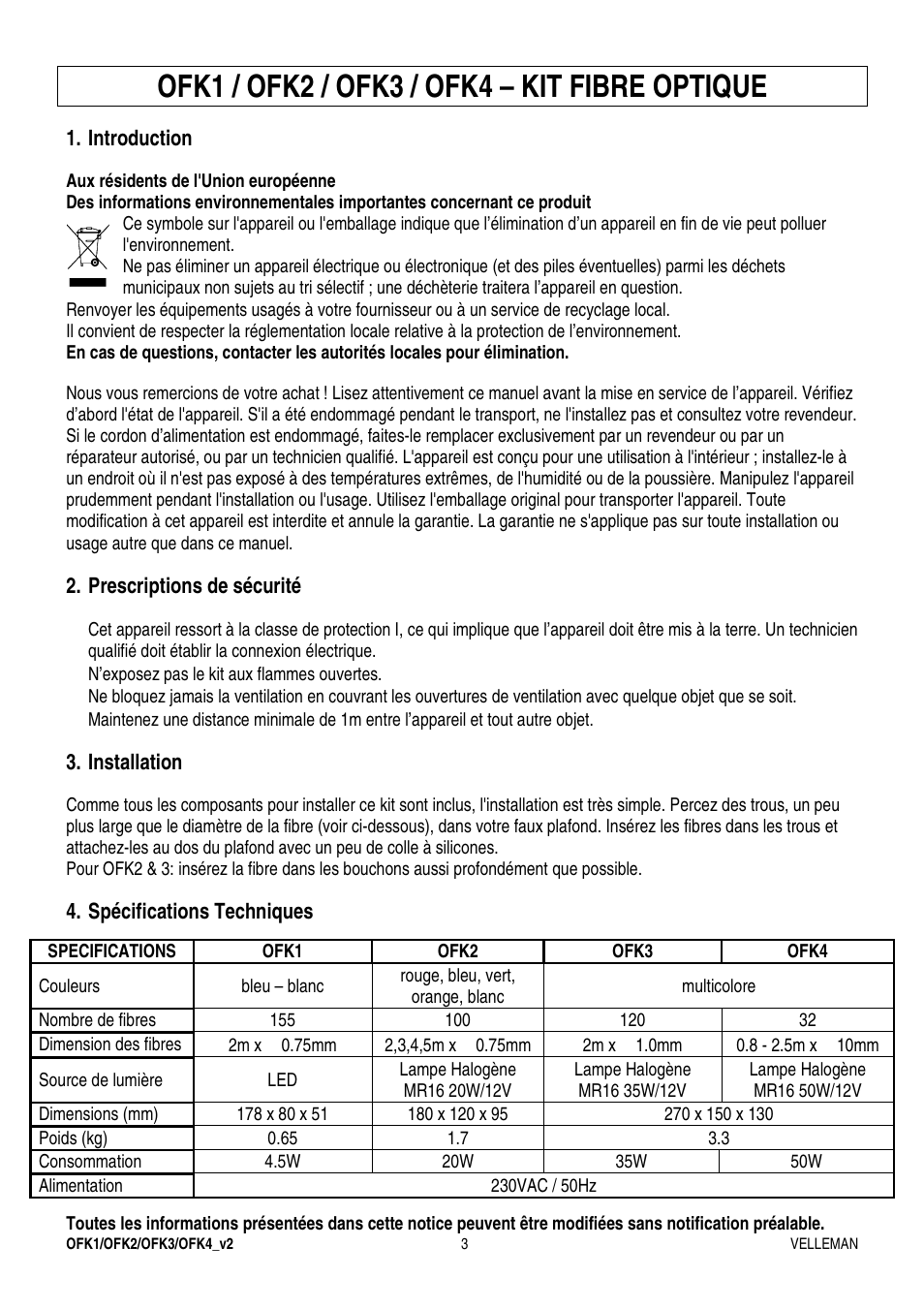Ofk1 / ofk2 / ofk3 / ofk4 – kit fibre optique | Velleman OFKx User Manual | Page 3 / 5