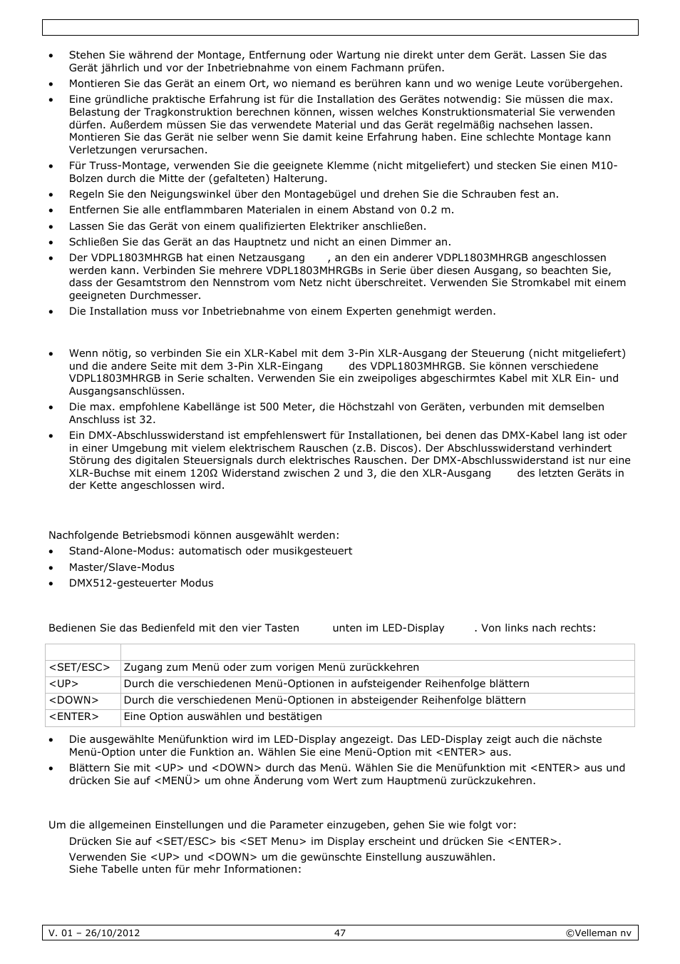 Anwendung | Velleman VDPL1803MHRGB User Manual | Page 47 / 57