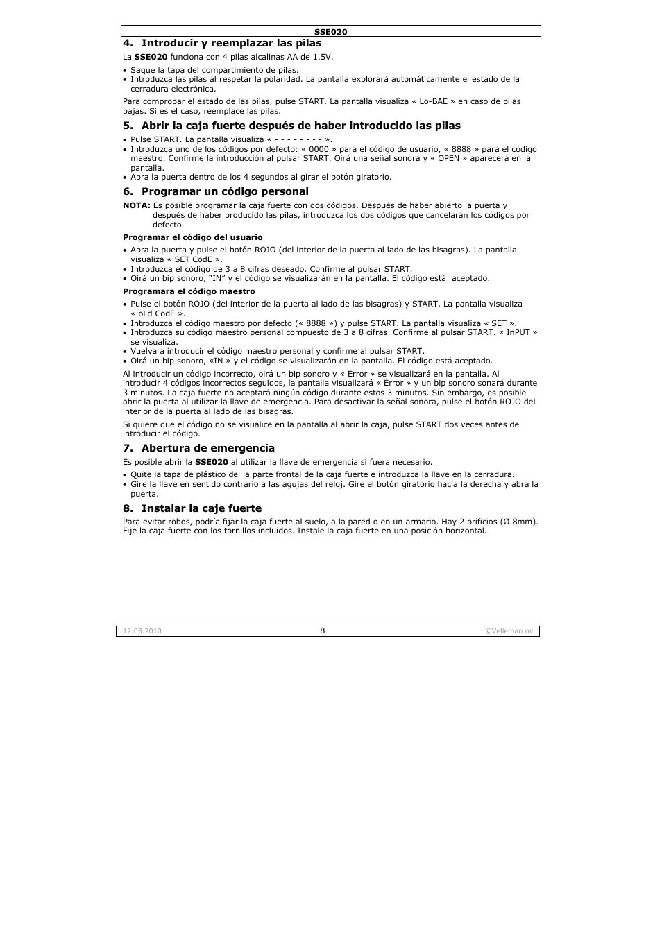 Velleman SSE020 User Manual | Page 8 / 14