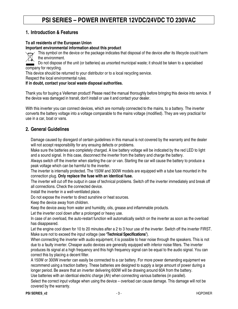 Velleman PSI600B User Manual | Page 3 / 29
