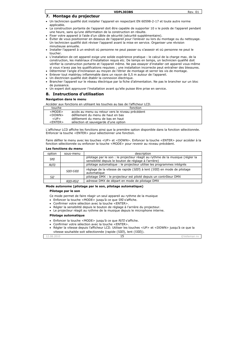 Velleman VDPL303BS User Manual | Page 15 / 30