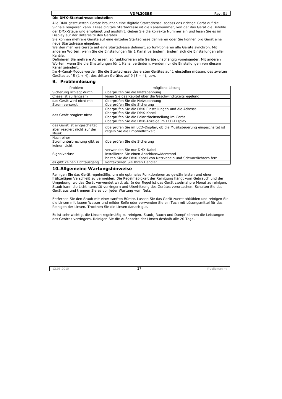 Velleman VDPL303BS User Manual | Page 27 / 30
