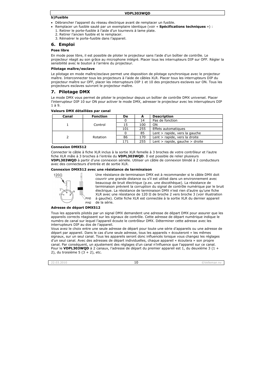 Velleman VDPL303WQD User Manual | Page 10 / 19