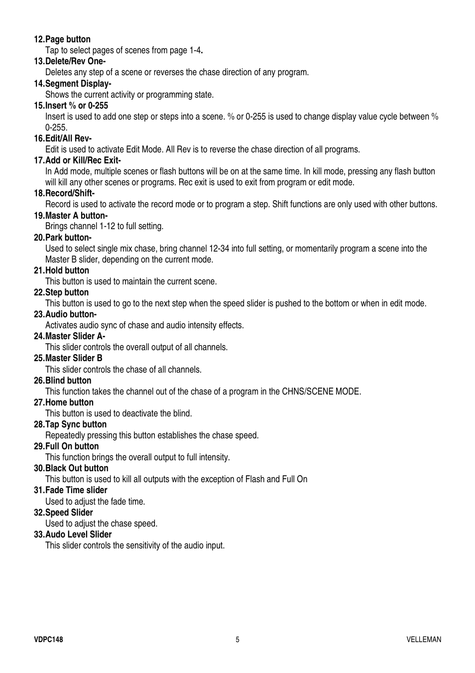 Velleman VDPC148 User Manual | Page 5 / 46