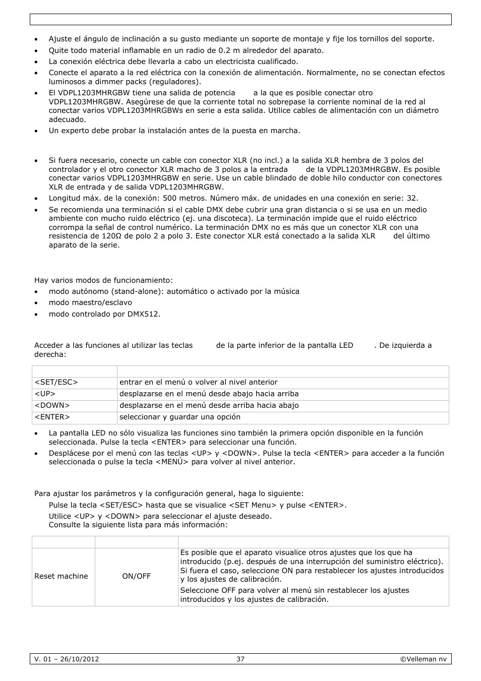 Velleman VDPL1203MHRGBW User Manual | Page 37 / 58