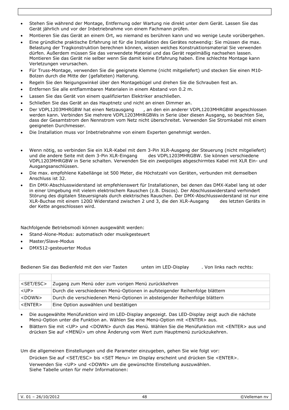 Anwendung | Velleman VDPL1203MHRGBW User Manual | Page 48 / 58