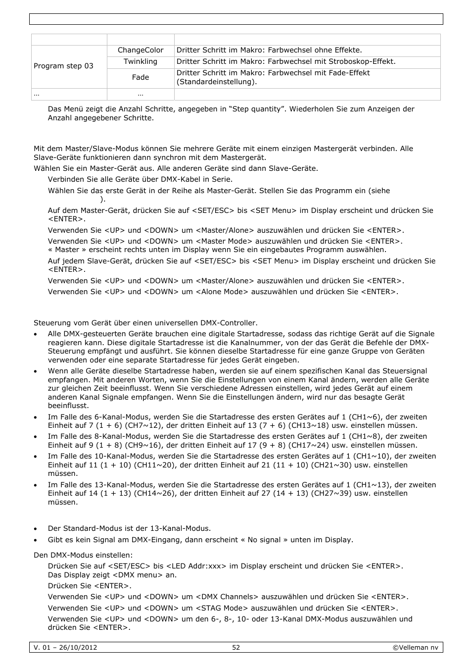 Velleman VDPL1203MHRGBW User Manual | Page 52 / 58