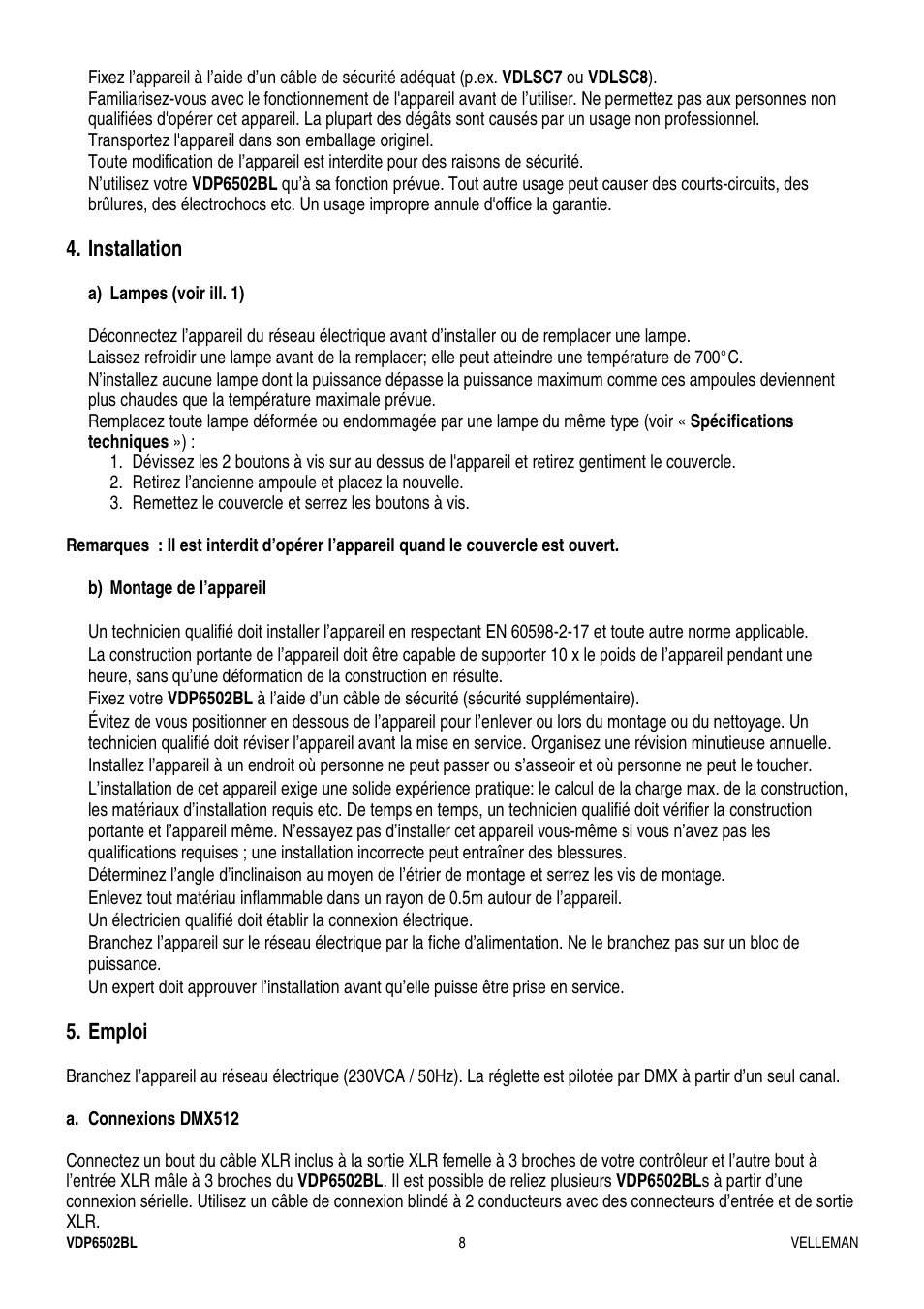Velleman VDP6502BL User Manual | Page 8 / 16