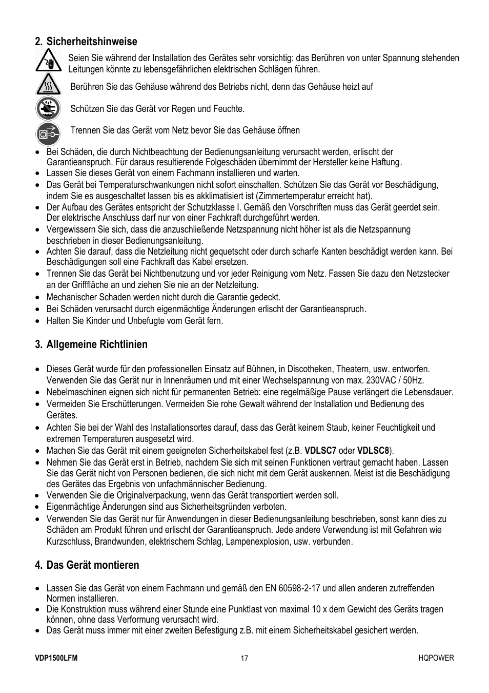 Velleman VDP1500LFM User Manual | Page 17 / 22