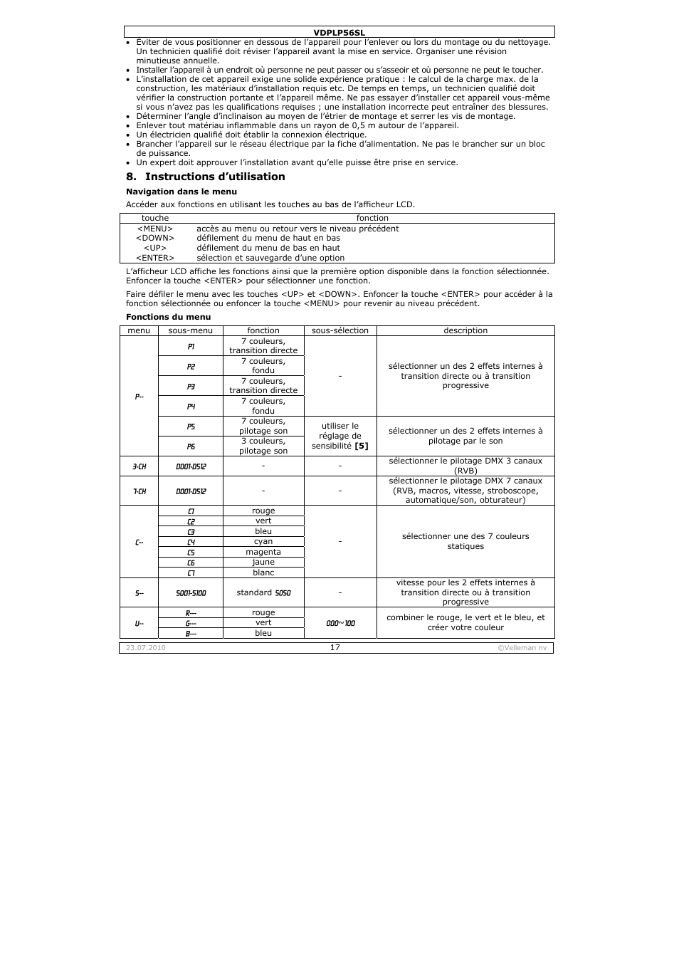 Velleman VDPLP56SL User Manual | Page 17 / 34