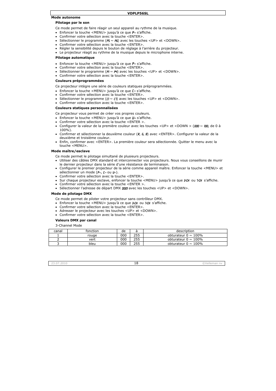 Velleman VDPLP56SL User Manual | Page 18 / 34