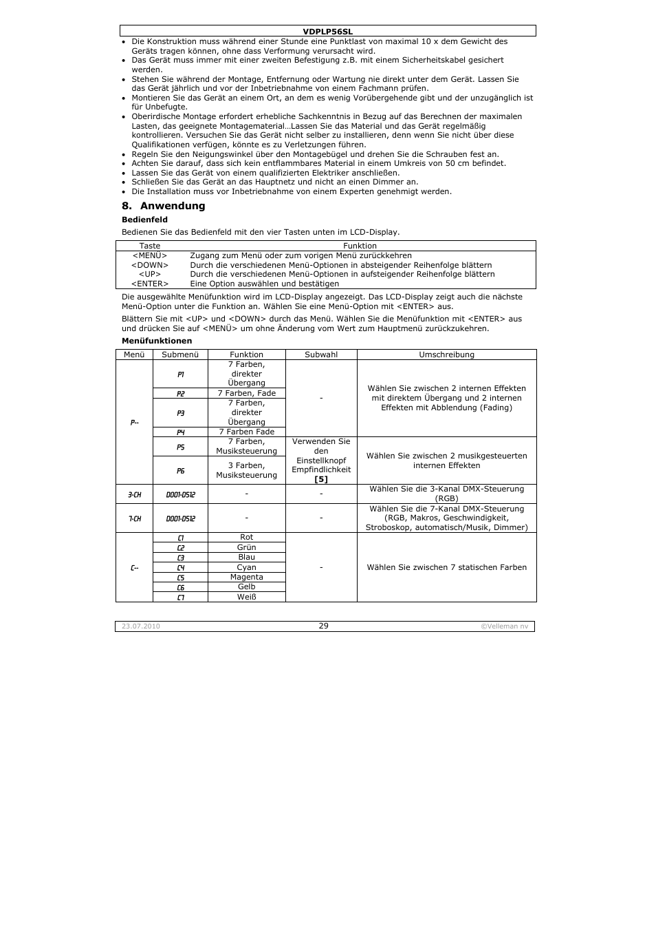 Velleman VDPLP56SL User Manual | Page 29 / 34