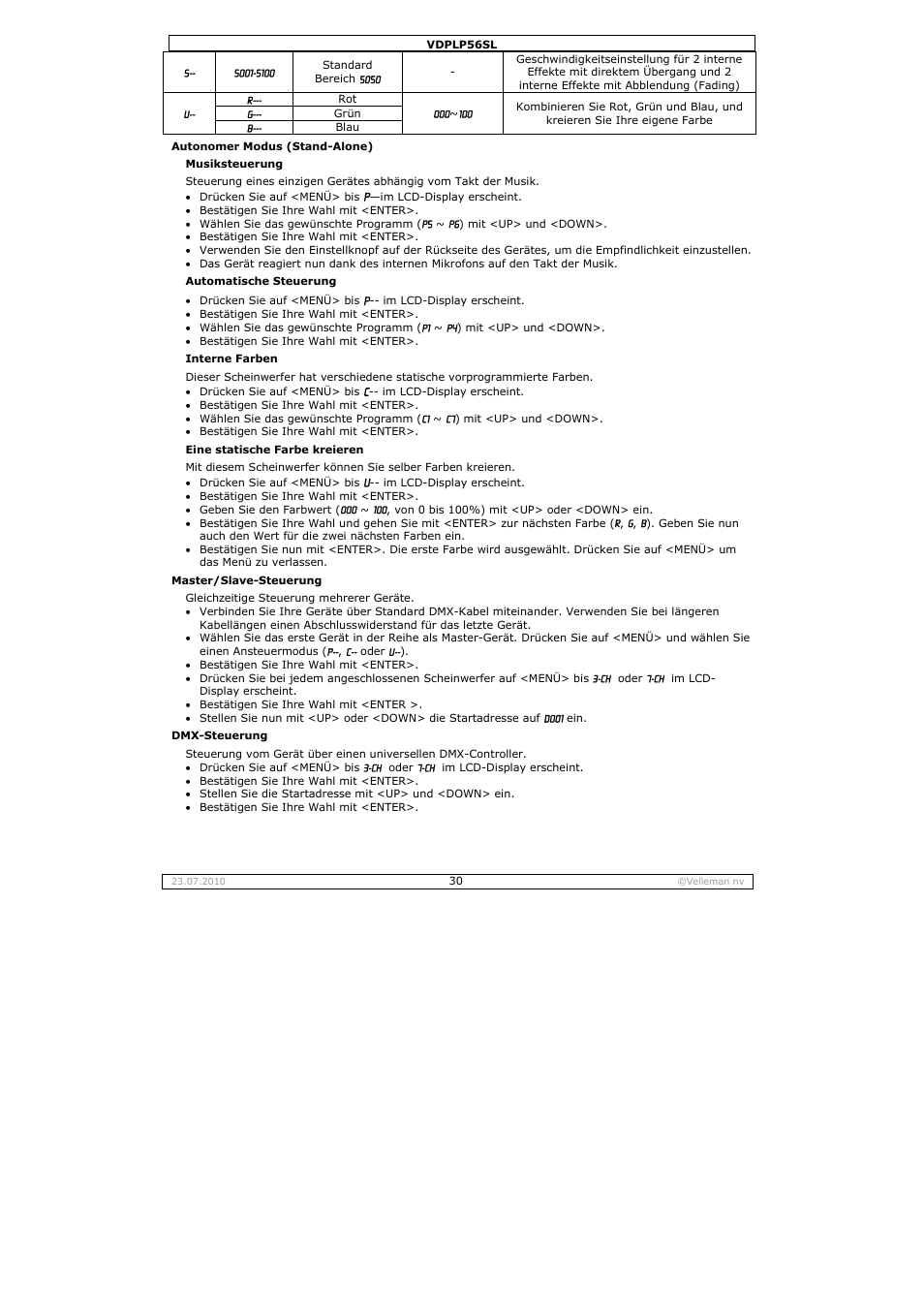 Velleman VDPLP56SL User Manual | Page 30 / 34