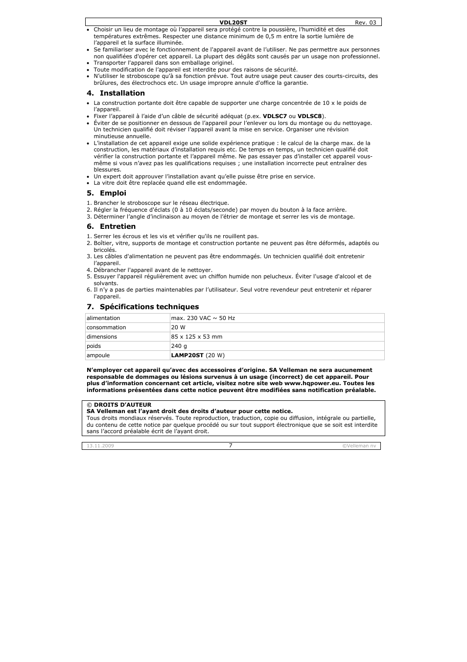 Velleman VDL20ST User Manual | Page 7 / 13