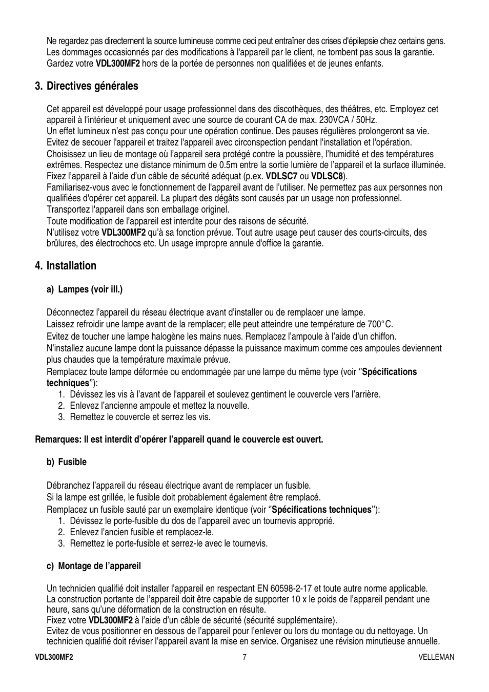 Velleman VDL300MF2 User Manual | Page 7 / 15