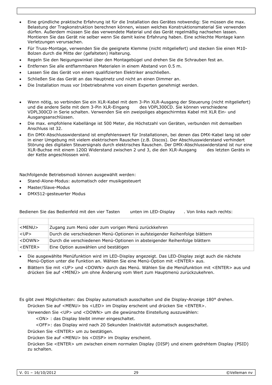 Anwendung | Velleman VDPL300CD User Manual | Page 29 / 35