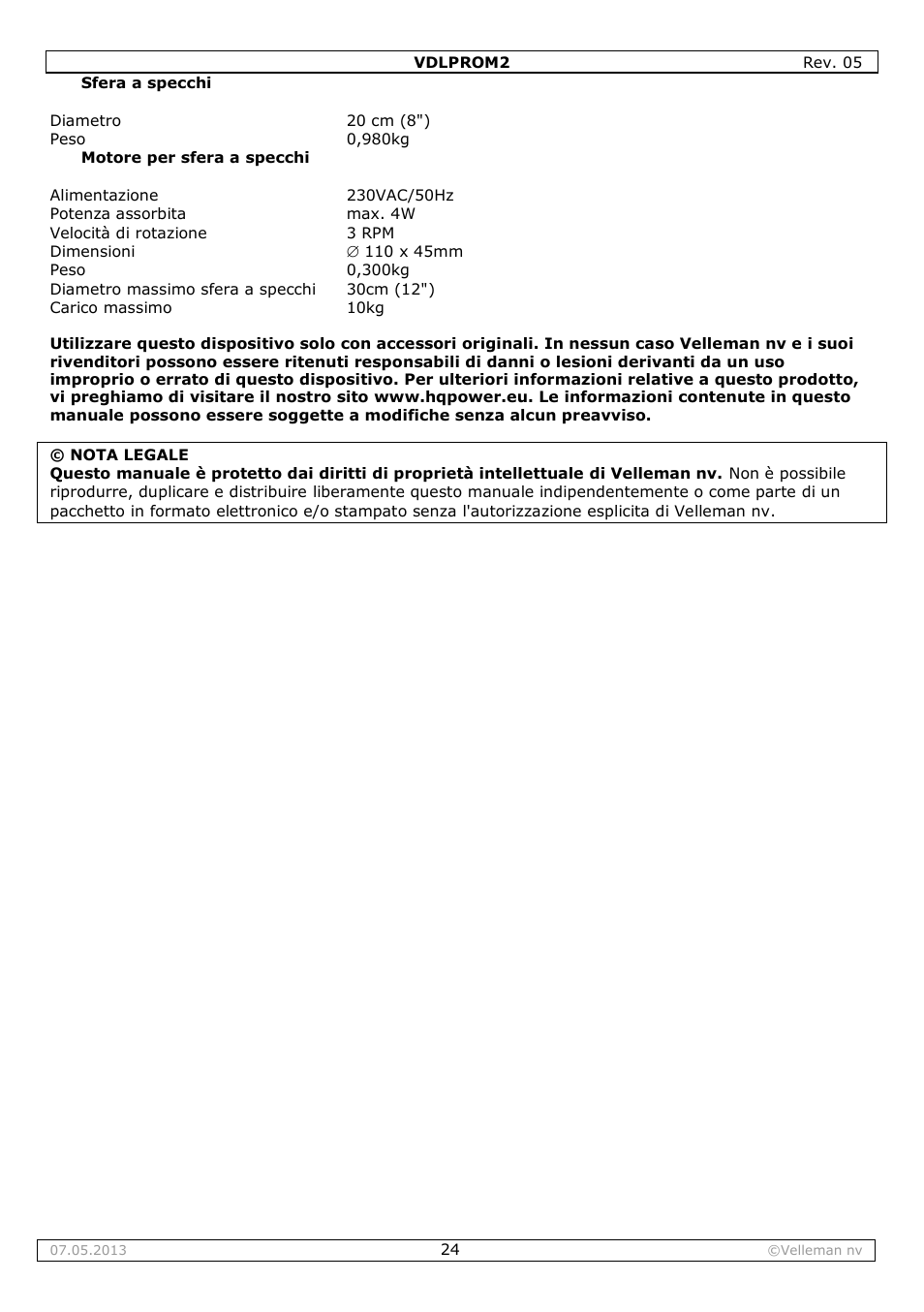 Warranty - garantie - garantia | Velleman VDLPROM2 User Manual | Page 24 / 26