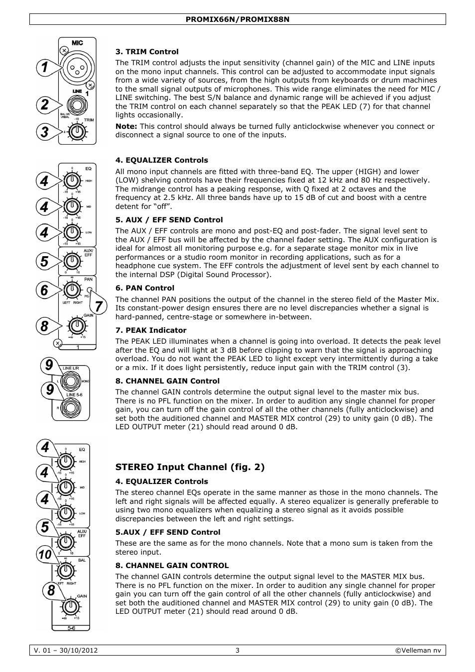 Velleman PROMIX66N User Manual | Page 3 / 38