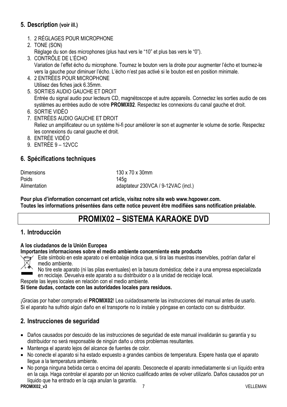 Promix, X02 – sis, Stema | Karao, Oke dvd | Velleman PROMIX02 User Manual | Page 7 / 12