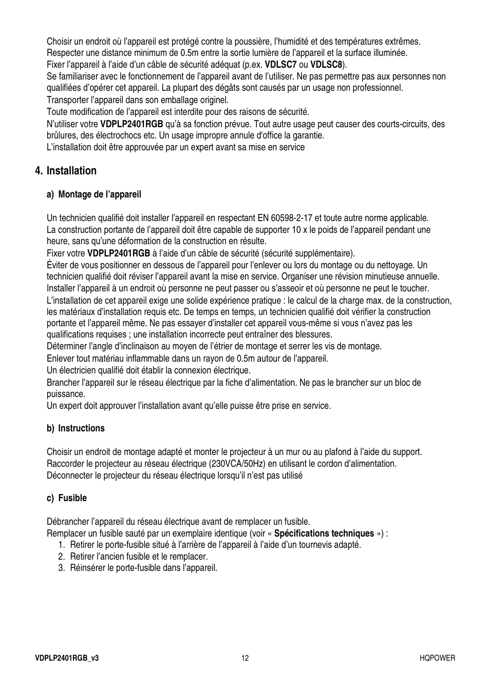 Velleman VDPLP2401RGB User Manual | Page 12 / 24