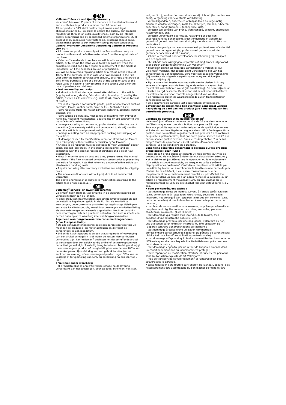 Velleman VDP900HZ User Manual | Page 18 / 19