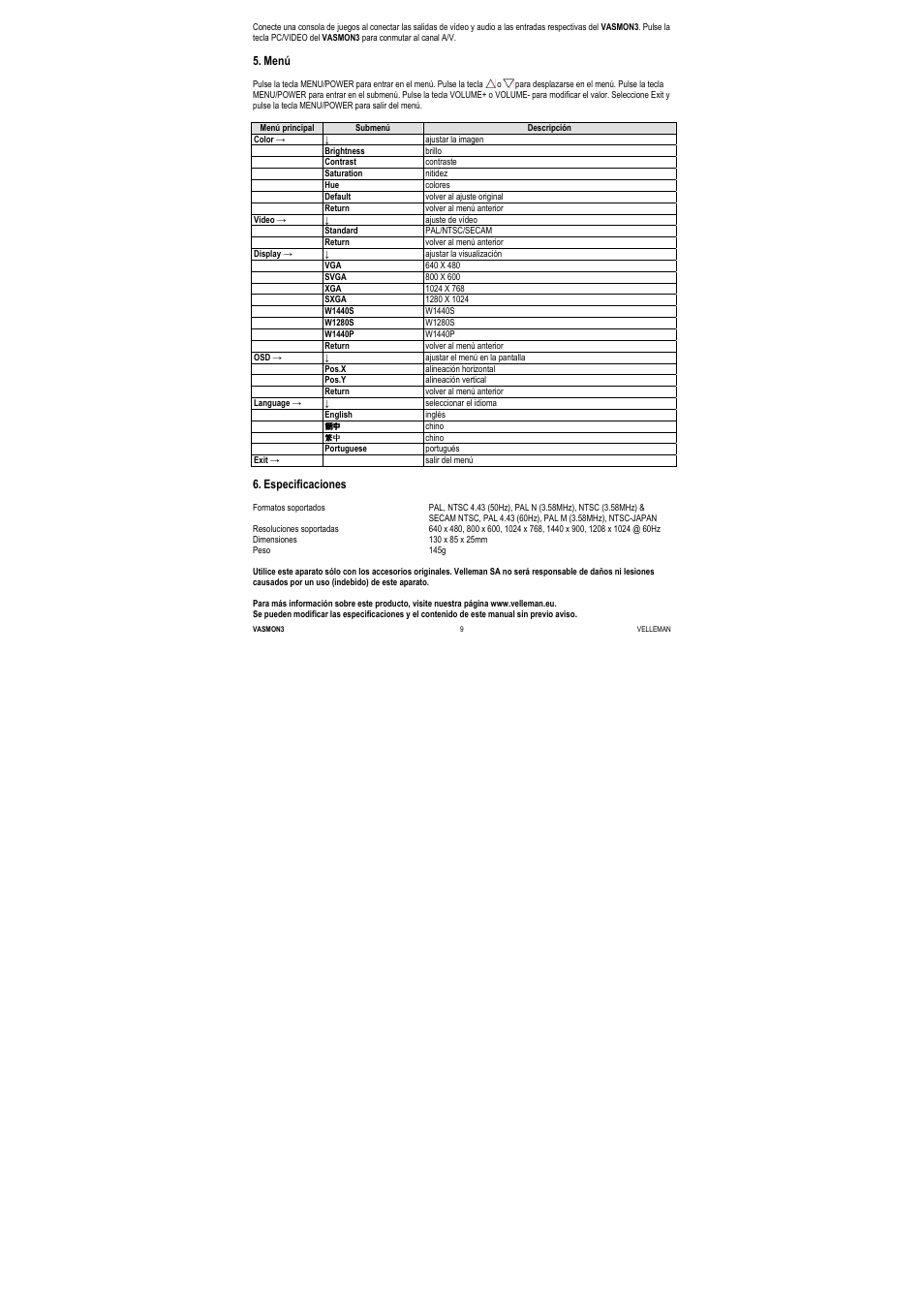 Velleman VASMON3 User Manual | Page 9 / 14