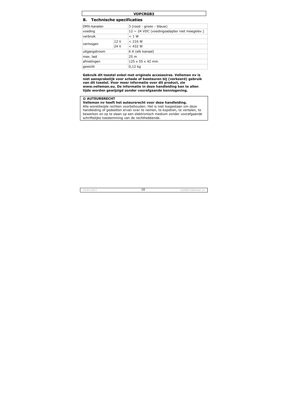 Velleman VDPCRGB3 User Manual | Page 10 / 26