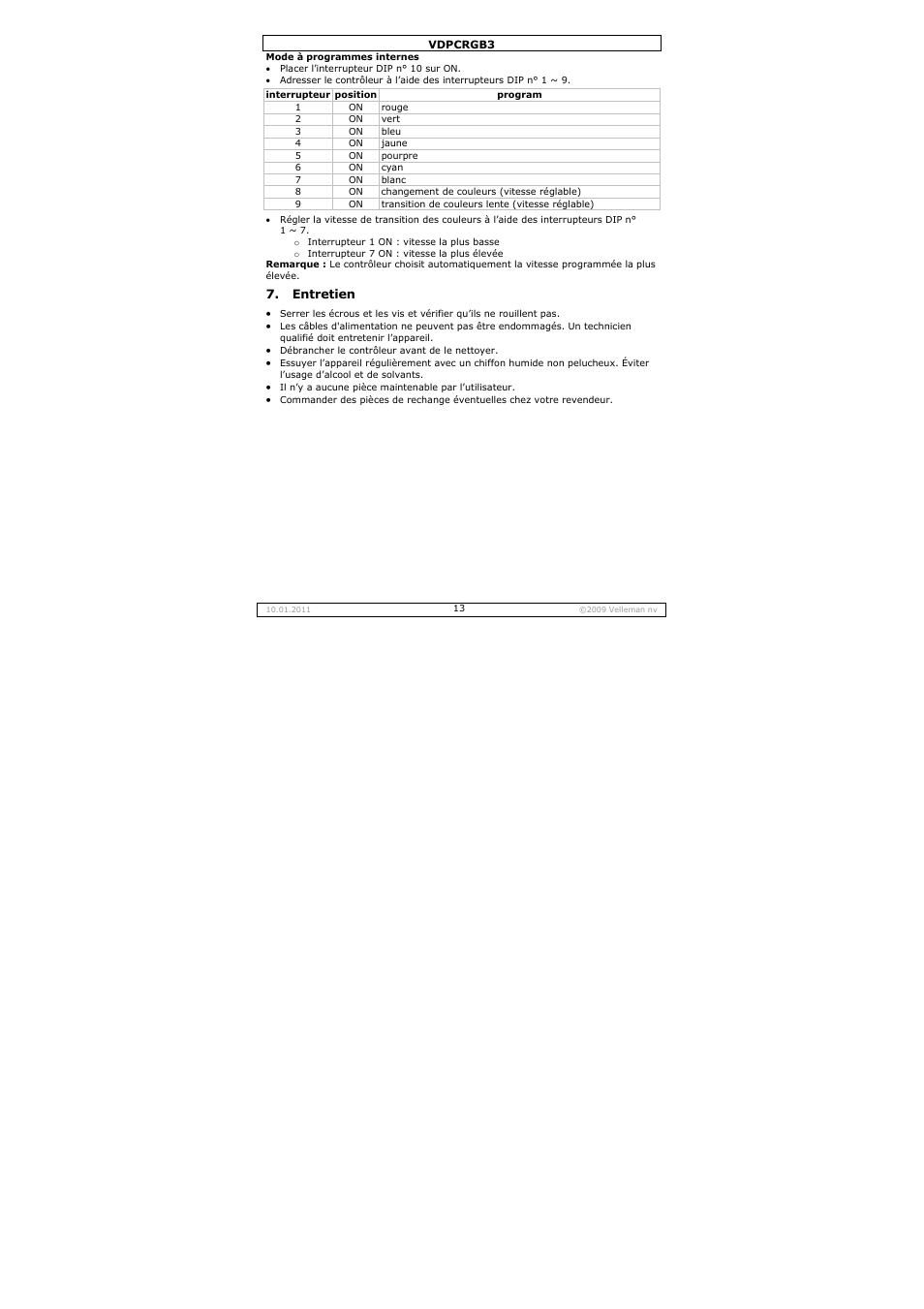 Velleman VDPCRGB3 User Manual | Page 13 / 26