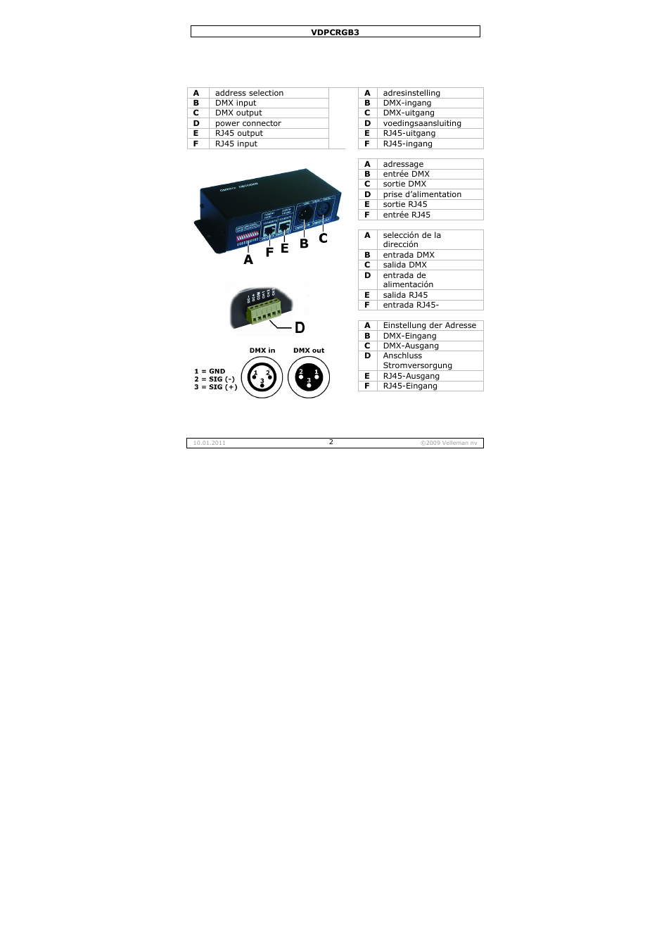 Velleman VDPCRGB3 User Manual | Page 2 / 26
