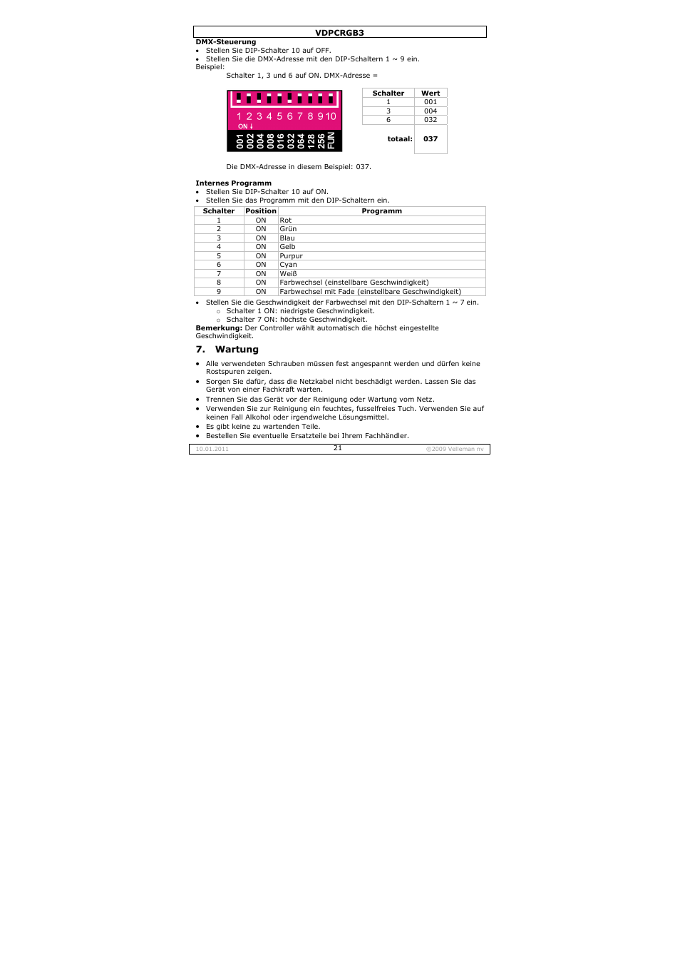 Velleman VDPCRGB3 User Manual | Page 21 / 26