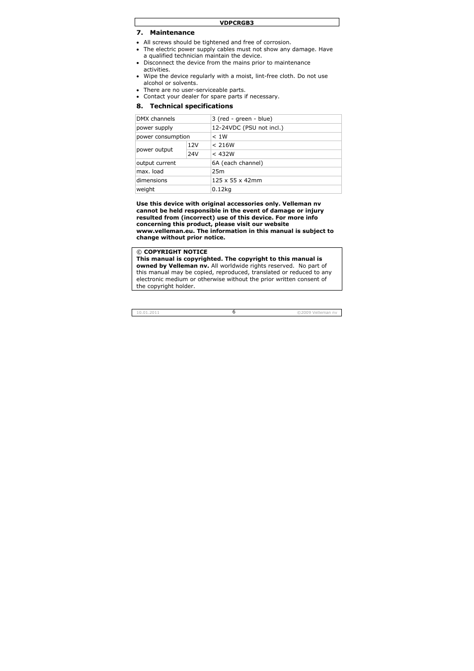 Velleman VDPCRGB3 User Manual | Page 6 / 26