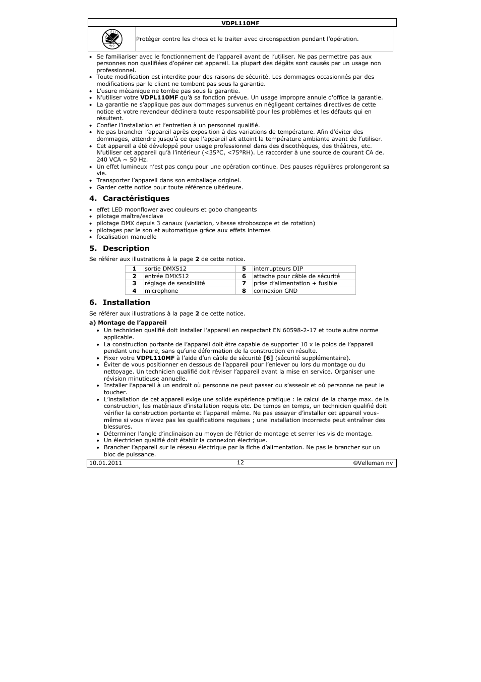 Velleman VDPL110MF User Manual | Page 12 / 24