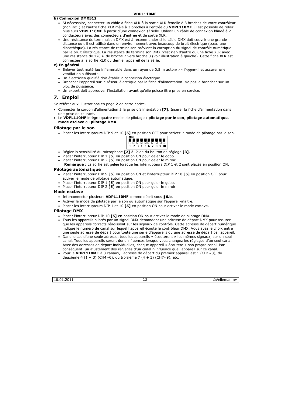 Velleman VDPL110MF User Manual | Page 13 / 24